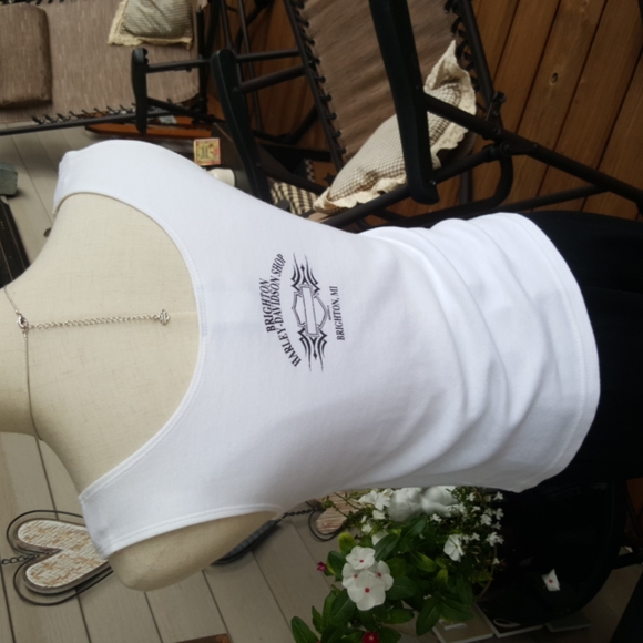 HARLEY DAVIDSON ♡ Beautiful White|Silver|Purple Embellished Bling H-D Tank Top M - Picture 7 of 14